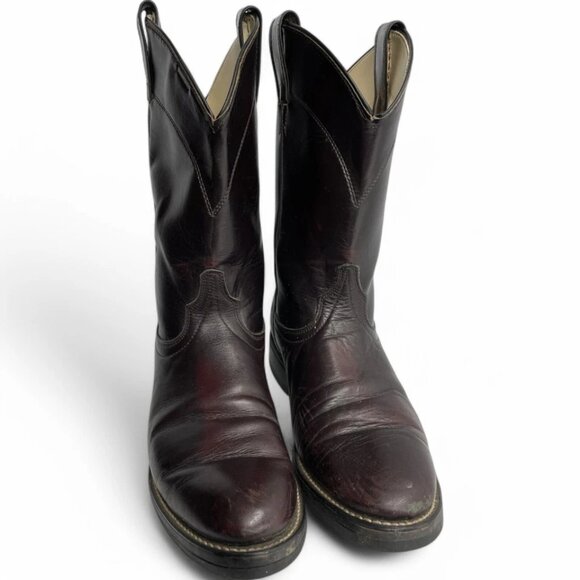 Laredo Burgundy Red Roper Leather Western Biker Cowboy Work Boots Women's 10 M - Picture 4 of 13